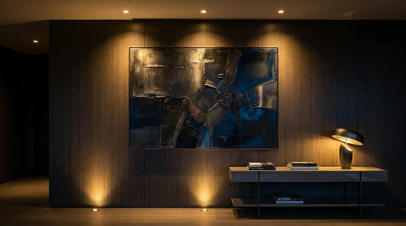 Iluminação de destaque para obras de arte e detalhes da arquitetura
