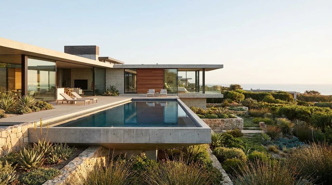 Piscinas integradas à arquitetura da casa